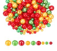 sourcing map 2292PCS Pearl Beads for Jewelry Making, 4/6/8mm Round Pearl Beads with Holes for Craft Bracelet Necklaces Vase Filler Red, Dark Green, Golden