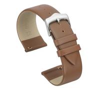 sourcing map 22mm Light Brown Genuine Leather Watch Bands, Quick Release Flat Thin Elegant Leather Watch Strap Wristband Replacement Bands with Silver Stainless Steel Buckle for Men Women