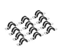 Sourcing Map 22Pcs 25mm(1") Rubber Pipe Strap, 304 Stainless Steel Hose Clamp, U Shape Metal Clamp, Tube Holder for Tube Pipe Wire