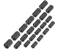sourcing map 22Pcs 5 Sizes Clip-on Ferrite Ring Core, Ferrite Bead EMI RFI Noise Cable Clip for 3.5mm/5mm/7mm/9mm/13mm Diameter Cable, Black