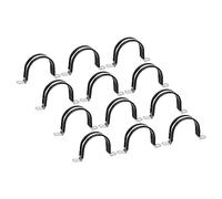 Sourcing Map 22Pcs 60mm Black Rubber Pipe Strap Clamp, 304 Stainless Steel, U-Shaped, Easy to Install, Wide Application