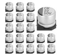 sourcing map 22uF 50V Aluminum Electrolytic Capacitors, Low Impedance Surface Mount Device Electrolytic Capacitor for TV Computer Circuit Board DIY Electronic Projects, 6.3x5.4mm, 20pcs