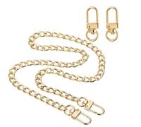 sourcing map 23.6" Flat Purse Chain Strap, Gold Shoulder Straps Chains Metal Handbag Replacement Belt with 2 Pcs Metal Lobster Swivel Trigger Clips Style1 for Cross Body Wallet Bag