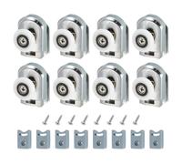 sourcing map 23 mm Shower Door Rollers, Single Shower Door Runners Wheels Pulleys Guides Plastic Bottom Wheels with Anti-Collision Block & Screws for Glass Doors 4-6mm Silver 8 Pcs