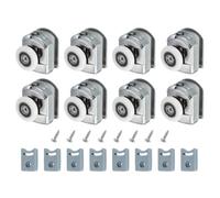 sourcing map 23 mm Shower Door Rollers, Single Shower Door Runners Wheels Pulleys Guides Plastic Top Wheels with Anti-Collision Block & Screws for Glass Doors 4-6mm Silver 8 Pcs