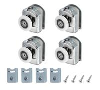 sourcing map 23 mm Shower Door Rollers, Single Shower Door Runners Wheels Pulleys Guides Plastic Top Wheels with Anti-Collision Block & Screws for Glass Doors 4-6mm Silver 4 Pcs