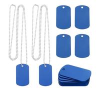 sourcing map 24 Pack Rectangle Aluminum Blank Tags 50 x 30 x 1mm Engraving Stamping Tools Metal Blank Label Pet Tags with Chain for DIY Jewelry Crafts, Blue