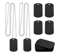 sourcing map 24 Pack Rectangle Aluminum Blank Tags 50 x 30 x 1mm Engraving Stamping Tools Metal Blank Label Pet Tags with Chain for DIY Jewelry Crafts, Black