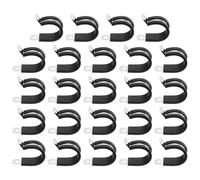 sourcing map 24 Pcs 24mm(15/16") Cable Clamp, 304 Stainless Steel Rubber Coated Cushioned Insulated Cable Clamp R-Tube Strap Clamp for Lines Pipe Hose Wire Cord Installation, Black