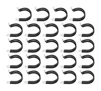 sourcing map 24 Pcs 34mm(1-11/32") Cable Clamp, 304 Stainless Steel Rubber Coated Cushioned Insulated Cable Clamp R-Tube Strap Clamp for Lines Pipe Hose Wire Cord Installation, Black
