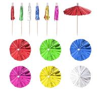sourcing map 24 Pcs Aluminum Drink Umbrellas Cocktail,3.9 Inch Cocktail Picks Toothpicks Colorful Mini Paper Umbrellas for Drinks Cupcake Beach Party Decorations