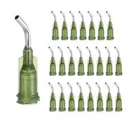 sourcing map 24 Pcs Blunt Tip Dispensing Needles, 14 Gauge Stainless Steel 45 Degrees Bent Dispensing Tips with Luer Lock 0.5" End Angled Blunt Dispenser Needle, Olive