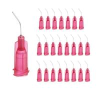 sourcing map 24 Pcs Blunt Tip Dispensing Needles, 25 Gauge Stainless Steel 45 Degrees Bent Dispensing Tips with Luer Lock 0.5" End Angled Blunt Dispenser Needle, Bright Red