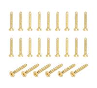 sourcing map 24 Pcs Brass Screws, M3.5 x 25mm Solid Phillips Flat Head Self-Tapping Wood Screw Fasteners for Woodworking Furniture Repair Photo Frame Drywall Home Appliances