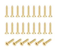 sourcing map 24 Pcs Brass Screws, M4 x 25mm Solid Phillips Flat Head Self-Tapping Wood Screw Fasteners for Woodworking Furniture Repair Photo Frame Drywall Home Appliances