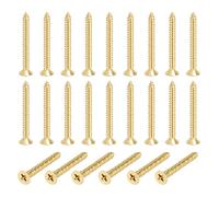 sourcing map 24 Pcs Brass Screws, M4 x 40mm Solid Phillips Flat Head Self-Tapping Wood Screw Fasteners for Woodworking Furniture Repair Photo Frame Drywall Home Appliances