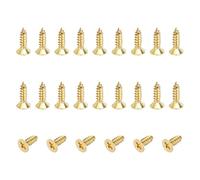 sourcing map 24 Pcs Brass Screws, M5 x 16mm Solid Phillips Flat Head Self-Tapping Wood Screw Fasteners for Woodworking Furniture Repair Photo Frame Drywall Home Appliances