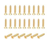 sourcing map 24 Pcs Brass Screws, M5 x 25mm Solid Phillips Flat Head Self-Tapping Wood Screw Fasteners for Woodworking Furniture Repair Photo Frame Drywall Home Appliances