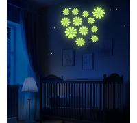sourcing map 24 Pcs Glow in The Dark Sunflower Sticker for Ceiling, Luminous Ceiling Wall Decor Stickers Glowing Sunflower Decals Stickers for Children Nursery Bedroom Living Room, Light Green