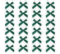 sourcing map 24 Pcs Mini Ribbon Bow 1.8 Inch Mini Small Fabric Satin Ribbon Flower Bows for Craft DIY Cake Sewing Wedding Birthday Party Wrapping Christmas Decoration, Dark Green