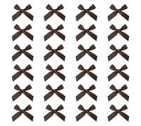 sourcing map 24 Pcs Mini Ribbon Bow 1.8 Inch Mini Small Fabric Satin Ribbon Flower Bows for Craft DIY Cake Sewing Wedding Birthday Party Wrapping Christmas Decoration, Brown