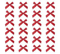 sourcing map 24 Pcs Mini Ribbon Bow 1.8 Inch Mini Small Fabric Satin Ribbon Flower Bows for Craft DIY Cake Sewing Wedding Birthday Party Wrapping Christmas Decoration, Dark Red