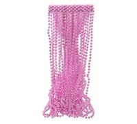 sourcing map 24 Pcs Pride Beads Necklaces, 7mm 33" Mardi Gras Carnival Rainbow Metallic Beads Necklaces, Round Bulk Party Costume Supplies for Pride Month Party Favors Decor, Pink
