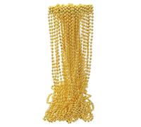 sourcing map 24 Pcs Pride Beads Necklaces, 7mm 33" Mardi Gras Carnival Rainbow Metallic Beads Necklaces, Round Bulk Party Costume Supplies for Pride Month Party Favors Decor, Golden