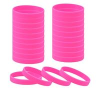sourcing map 24 Pcs Rubber Bracelets, Unisex Silicone Bracelet Colored Elastic Sports Wristbands for Adults Teen Sports Team Games Parties Fashion Decorations, Rose Red