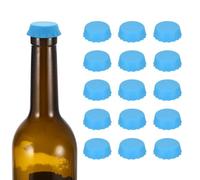 sourcing map 24 Pcs Silicone Beer Stoppers Airtight Seal Reusable Wine Corks Blue Rubber Bottle for Parties Home Kitchen Accessory Beverage Storage