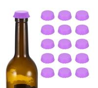 sourcing map 24 Pcs Silicone Beer Stoppers Airtight Seal Reusable Wine Corks Purple Rubber Bottle for Parties Home Kitchen Accessory Beverage Storage
