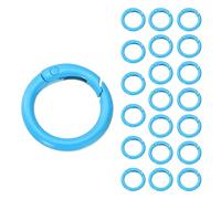 sourcing map 24 Pcs Trigger Spring O Rings, 0.6 Inch Round Snap Clip Small Welded Multi-Purpose Metal Rings for Camping Dog Luggage Belt Craft DIY Accessories, Blue