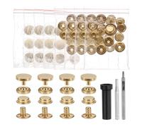 sourcing map 24 Set Leather Snap Fasteners Kit 10mm Metal Snap Button Press Studs Leather Rivets Snaps with 3 Setter Tools for Clothes Jackets Jeans Wears, Gold