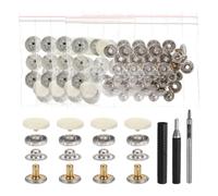 sourcing map 24 Set Leather Snap Fasteners Kit 15mm Metal Snap Button Press Studs Leather Rivets Snaps with 3 Setter Tools for Clothes Jackets Jeans Wears Bags, Yellow
