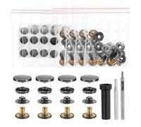 sourcing map 24 Set Leather Snap Fasteners Kit 17mm Metal Snap Button Press Studs Leather Rivets Snaps with 3 Setter Tools for Clothes Jackets Jeans Wears Bags, Gun-Black