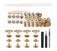 sourcing map 24 Set Leather Snap Fasteners Kit 20mm Metal Snap Button Press Studs Leather Rivets Snaps with 3 Setter Tools for Clothes Jackets Jeans Wears Bags, Gold