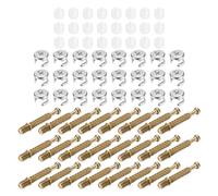sourcing map 24 Sets Cam Locks for Furniture, 40mm Cam Lock Nut and Screw, 3 in 1 Furniture Connecting Fasteners with Dowel Eccentric Wheels Pre-Inserted Nuts for Cabinet Bookcase, Gold