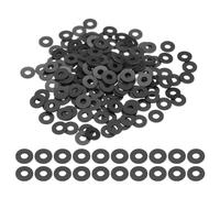 sourcing map 240 Pcs M4 PVC Flat Washers 4mm ID 10mm OD 0.3mm Thick Plain Washer Grommets Plastic Sheet Gasket Fastener Sealing Spacer Gasket Ring Water Hose Washers, Black