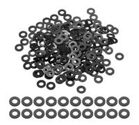 sourcing map 240 Pcs M4 PVC Flat Washers 4mm ID 8mm OD 0.5mm Thick Plain Washer Grommets Plastic Sheet Gasket Fastener Sealing Spacer Gasket Ring Water Hose Washers, Black