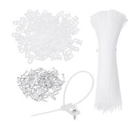 sourcing map 240pcs 19mm Cable Tie Saddle Type Mounts Base with 150mm Cable Zip Ties and M3 Tapping Screws, Wire Organizer Holder Clamps Set, White