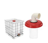 sourcing map 245mm IBC Lid Filter Cover, 90° Plastic IBC Tote Hose Adapter 1000L Rainwater Tank Container with Washable Nylon Filter for 275 Gallon Water Tanks, Red/White