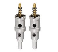 sourcing map 24mm Carbide Hole Cutter, Hole Saws for Stainless Steel Sheet Metal, Non-Slip Triangular Shank Limit Step, with Titanium Coated Center Drill, 2pcs