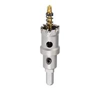 sourcing map 24mm Carbide Hole Cutter, Hole Saws for Stainless Steel Sheet Metal, Non-Slip Triangular Shank Limit Step, with Titanium Coated Center Drill