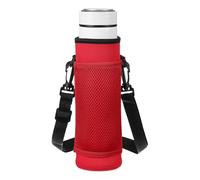 sourcing map 24oz Neoprene Water Bottle Holder with Strap, Carrier Sling Bag with Phone Pocket, Insulated Water Glass Bottle Carrier Bag Collapsible Drink Sleeve Cover Holder, Red