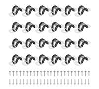sourcing map 24Pcs 14mm(9/16") Cable Clamp, 304 Stainless Steel Rubber Coated Cushion Insulated Cable Clamps U Holder Pipe Strap with M4x20mm Screws for Tube Hose Wire Installation, Black