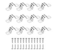 sourcing map 24Pcs 16mm(5/8") 304 Stainless Steel Rigid Pipe Strap, Two Hole Strap U Bracket Heavy Duty Pipe Conduit Clamp with Self-Tapping Screws for Hose Wire Cord Installation, Silver