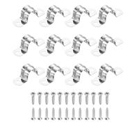 sourcing map 24Pcs 18mm(11/16") 304 Stainless Steel Rigid Pipe Strap, Two Hole Strap U Bracket Heavy Duty Pipe Conduit Clamp with Self-Tapping Screws for Hose Wire Cord Installation, Silver