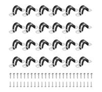 sourcing map 24Pcs 20mm(13/16") Cable Clamp, 304 Stainless Steel Rubber Coated Cushion Insulated Cable Clamps U Holder Pipe Strap with M4x20mm Screws for Tube Hose Wire Installation, Black