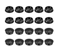 sourcing map 24Pcs 35mm/1.38" Circular Soffit Air Vents, Plastic Soffit Vent Cover, Round Mesh Hole Louver for Bathroom Kitchen Cabinet Wardrobe, Black