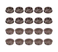 sourcing map 24Pcs 35mm/1.38" Circular Soffit Air Vents, Plastic Soffit Vent Cover, Round Mesh Hole Louver for Bathroom Kitchen Cabinet Wardrobe, Dark Brown